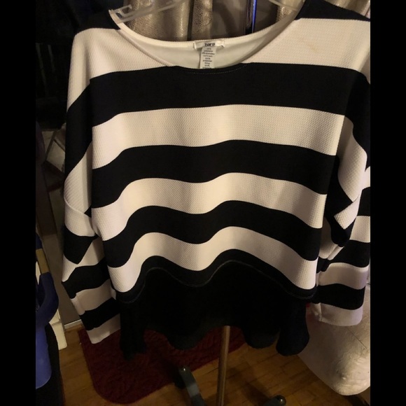 BAR III black & Ivory striped XX-Large long sleeve top layered look - Picture 3 of 16